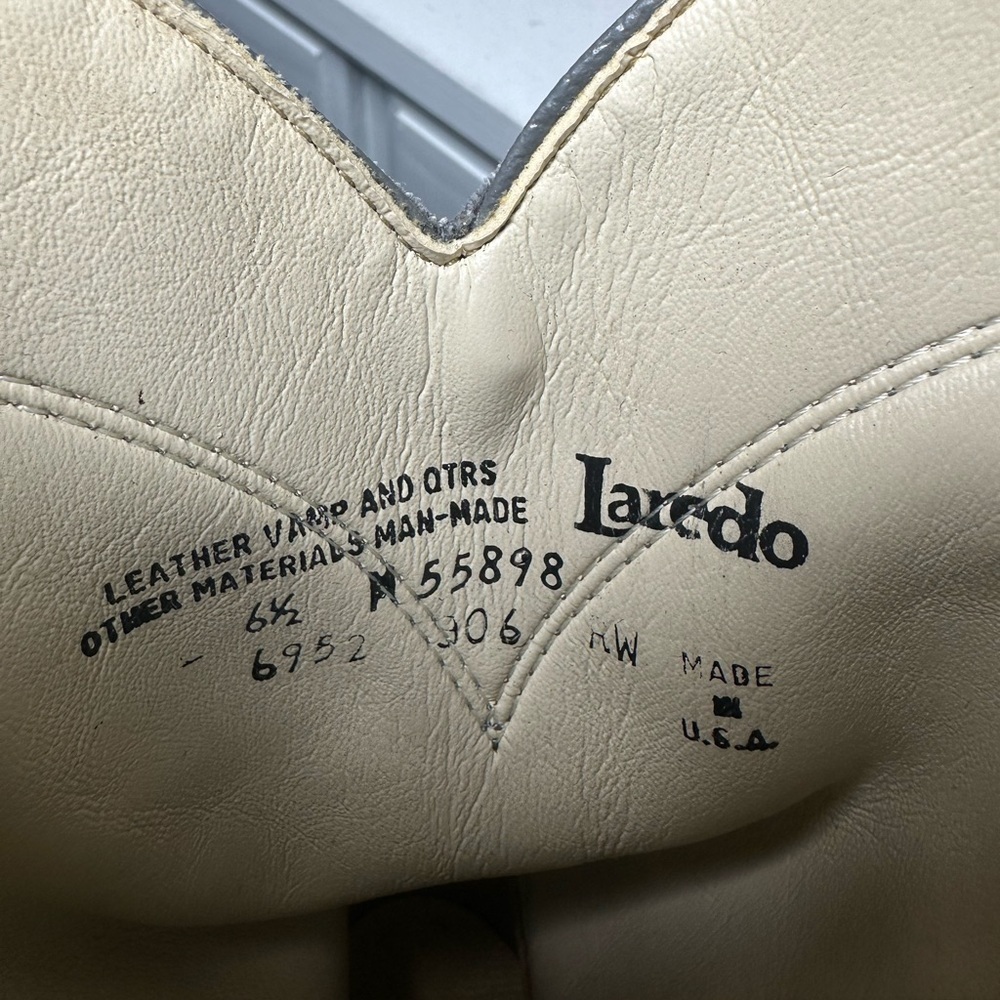 Vintage Laredo Roper Boots Women’s 6.5B Gray Leather Classic Western Roper USA - Picture 9 of 9